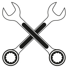 Vintage crossed wrench (spanner) icon. Vector illustration.
