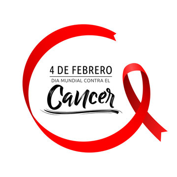 Dia mundial contra el Cancer 4 de Febrero, World day against Cancer february 4 spanish text, circular ribbon vector illustration