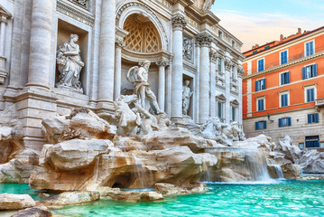 Fototapeta na wymiar Trevi Fountain in Rome, a famous italian sight
