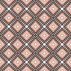 Traditional tile ornament in ethnic style, coral color. 