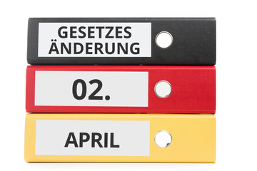 Gesetzesänderung 02. APRIL Beschriftung auf Ordner