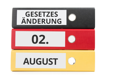 Gesetzesänderung 02. AUGUST Beschriftung auf Ordner