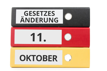 Gesetzes&auml;nderung 11. OKTOBER Beschriftung auf Ordner