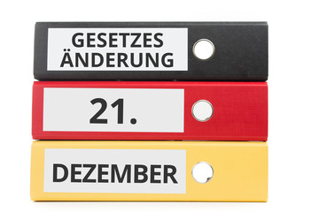 Gesetzesänderung 21. DEZEMBER Beschriftung auf Ordner