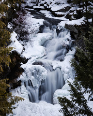 Crystal Falls waterfall in snow and ice