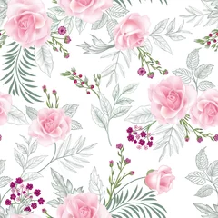 Foto auf Acrylglas Floral seamless pattern. Garden Flower summer background. © Terriana