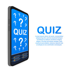 Quiz game vector illustration. Test, exam, answer, education, learning, internet, lottery. Vector illustration.