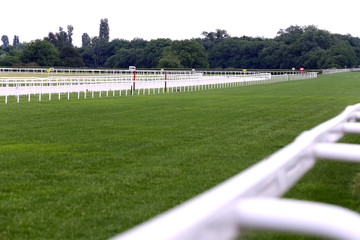 Empty racing track racecourse without horses and riders