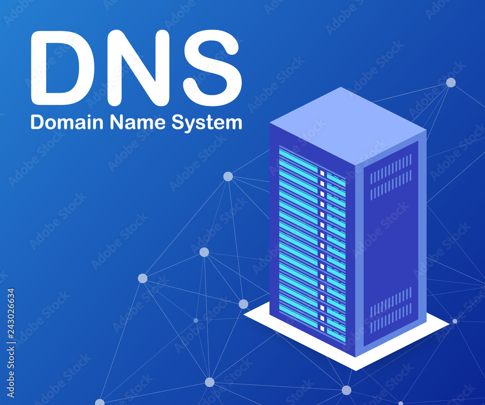 Aufkleber dns domain name system server. vector illustration.