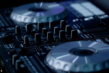 Fototapeta na wymiar mixing engineer or DJ mixer for working with sound