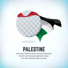 Palestine flag. Round flying template with national color cloak. Can be used with logo or mascot. Use for sport or political symbol. Flag Day. Independence Day. National holiday. Travel icon. Vector
