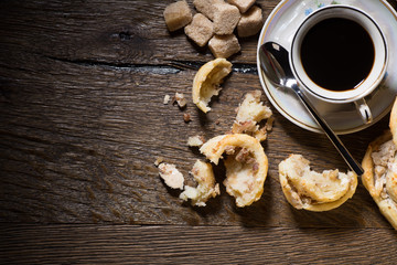 black coffee on a wooden background