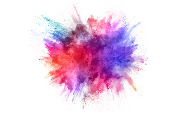 abstract powder splatted background. Colorful powder explosion on white background. Colored cloud....