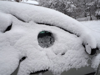 the machine is covered by snow