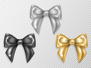Luxury Bows Set- Black, Silver and Gold Knots. 