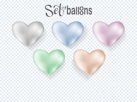 Heart transparent balloons on background.