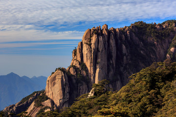 Sanqingshan, Mount Sanqing National Park - Jiangxi Province China. National Geopark and Sacred Taoist Mountain, UNESCO World Heritage. Exotic Pine Trees, Yellow Granite Fingers, similar to Huangshan