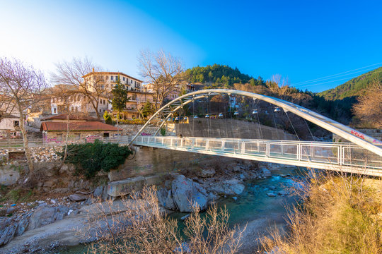 The old town of Xanthi with river and bridge, Greece.