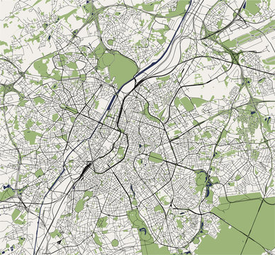 map of the city of Brussels, Belgium