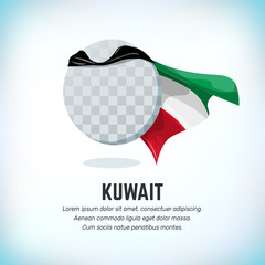 Kuwait flag. Round flying template with national color cloak. Can be used with logo or mascot. Use for sport or political symbol. Flag Day. Independence Day. National holiday. Travel icon. Vector