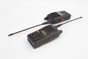 Portable radio transceiver sets isolated on white background