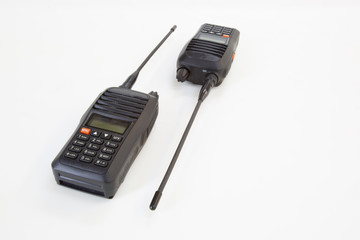 Portable radio transceiver sets isolated on white background
