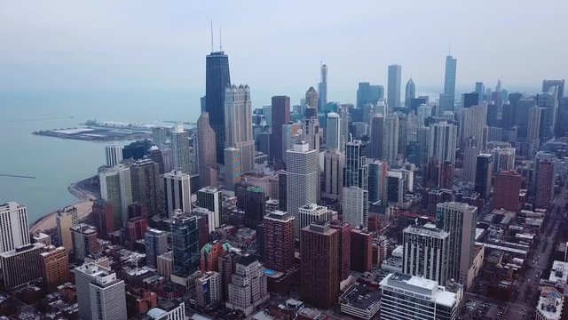 chicago downtown aerial view cloudy