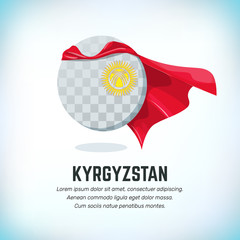 Kyrgyzstan flag. Round flying template with national color cloak. Can be used with logo or mascot. Use for sport or political symbol. Flag Day. Independence Day. National holiday. Travel icon. Vector