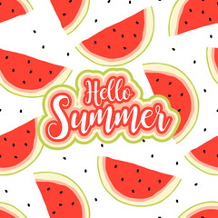 hello summer background with hello summer lettering vector illustration