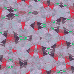triangles irregular pattern in white, grenadine, red and green