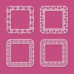 4 paper frames on the pink background
