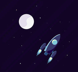 Spaceship in front of the planet, with stars in the background. Vector illustration eps 10,