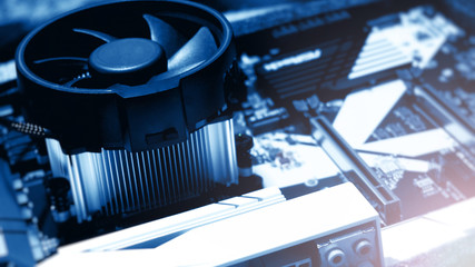 Circuit board. Electronic computer hardware technology. Motherboard digital