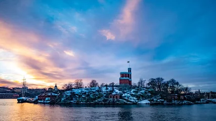 Foto auf Acrylglas Sonnenuntergang über Schärengarten, Ostsee, Stockholm, Schweden © Thomas