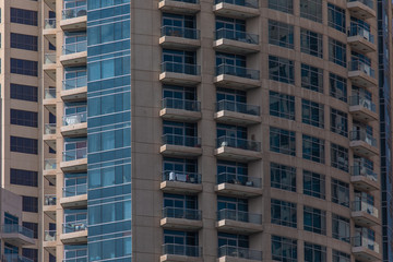 Fototapeta premium Modern skyscrapers in Dubai Marina, close up, in Dubai, UAE.