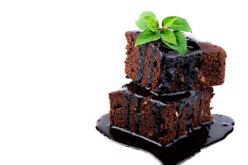 cocoa cake and chocolate sauce
