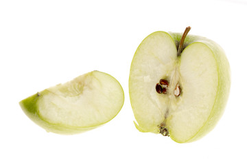 half of apple isolated on white background