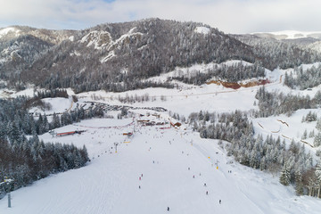 Fototapeta na wymiar Aerial view of the ski resort in Montenegro