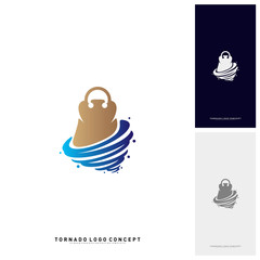 Shopping Logo Design Concept Vector. Storm Sale Logo Vector. Shop Twist. Tornado Sale icon