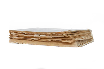 Aged book isolated on a white background.