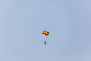  Paragliders over Dubai marina in Dubai, United Arab Emirates