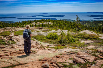Girl Hiking in Acadia National Park, Maine, USA