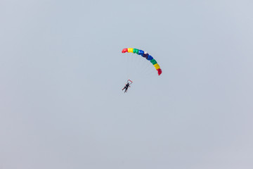  Paragliders over Dubai marina in Dubai, United Arab Emirates