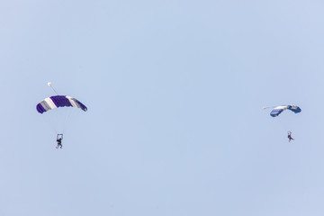  Paragliders over Dubai marina in Dubai, United Arab Emirates