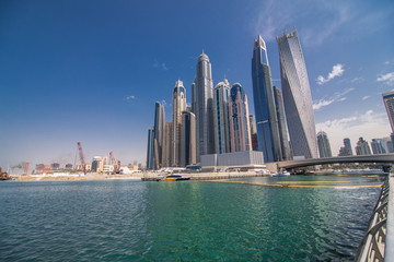 Fototapeta na wymiar Panorama of modern skyscrapers in the center of luxury Dubai city,Dubai,United Arab Emirates