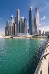 Fototapeta premium Panorama of modern skyscrapers in the center of luxury Dubai city,Dubai,United Arab Emirates
