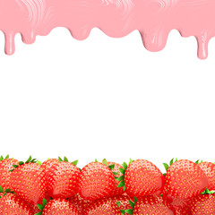 Ripe strawberries with cream. 3D rendering