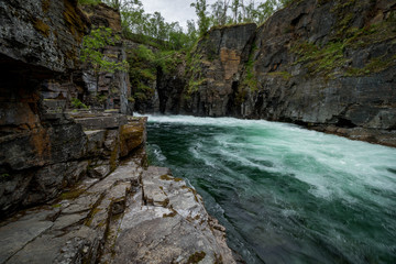 River in mountain canyon in Sweden