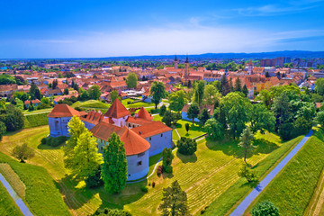 Historic town of Varazdin aerial panoramic view