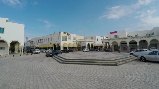 Monastir. Architecture, old houses, streets and neighborhoods. Tunisia. 4K.